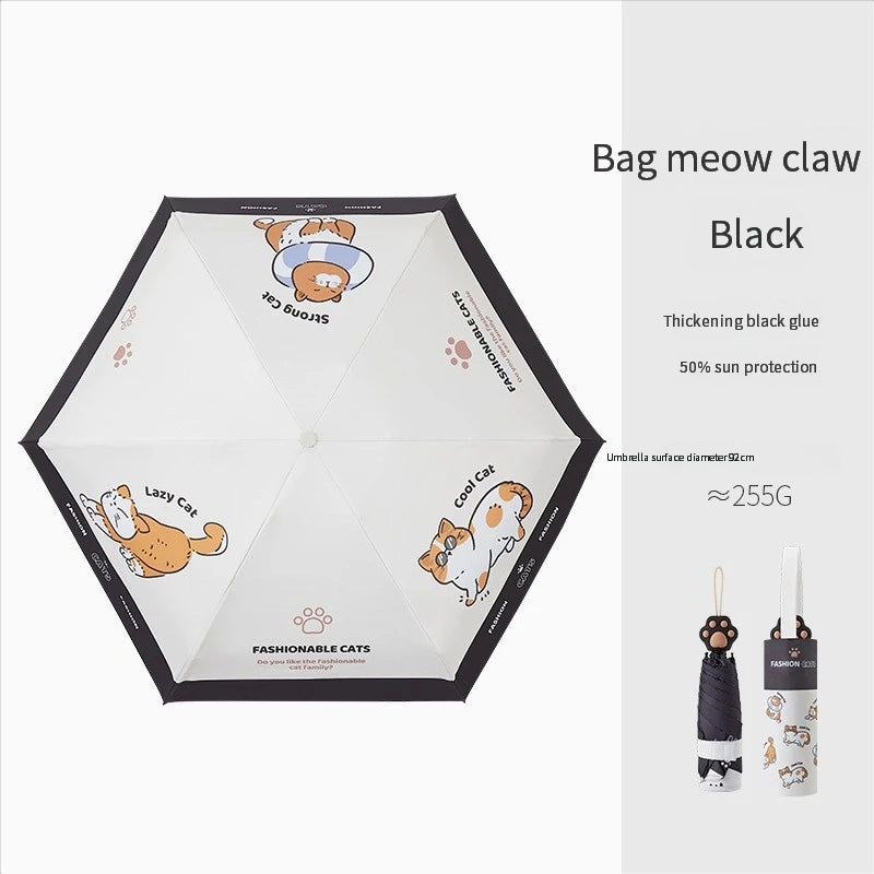 UV Folding Umbrella – Cute Cat Claw Handle | Sun Protection UV Folding Umbrella Babs Iron 6K L