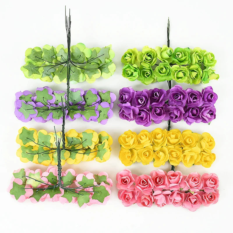 144pcs Mini 2cm Paper Rose Heads – Wedding & DIY Decor Artificial Flower Heads Babs