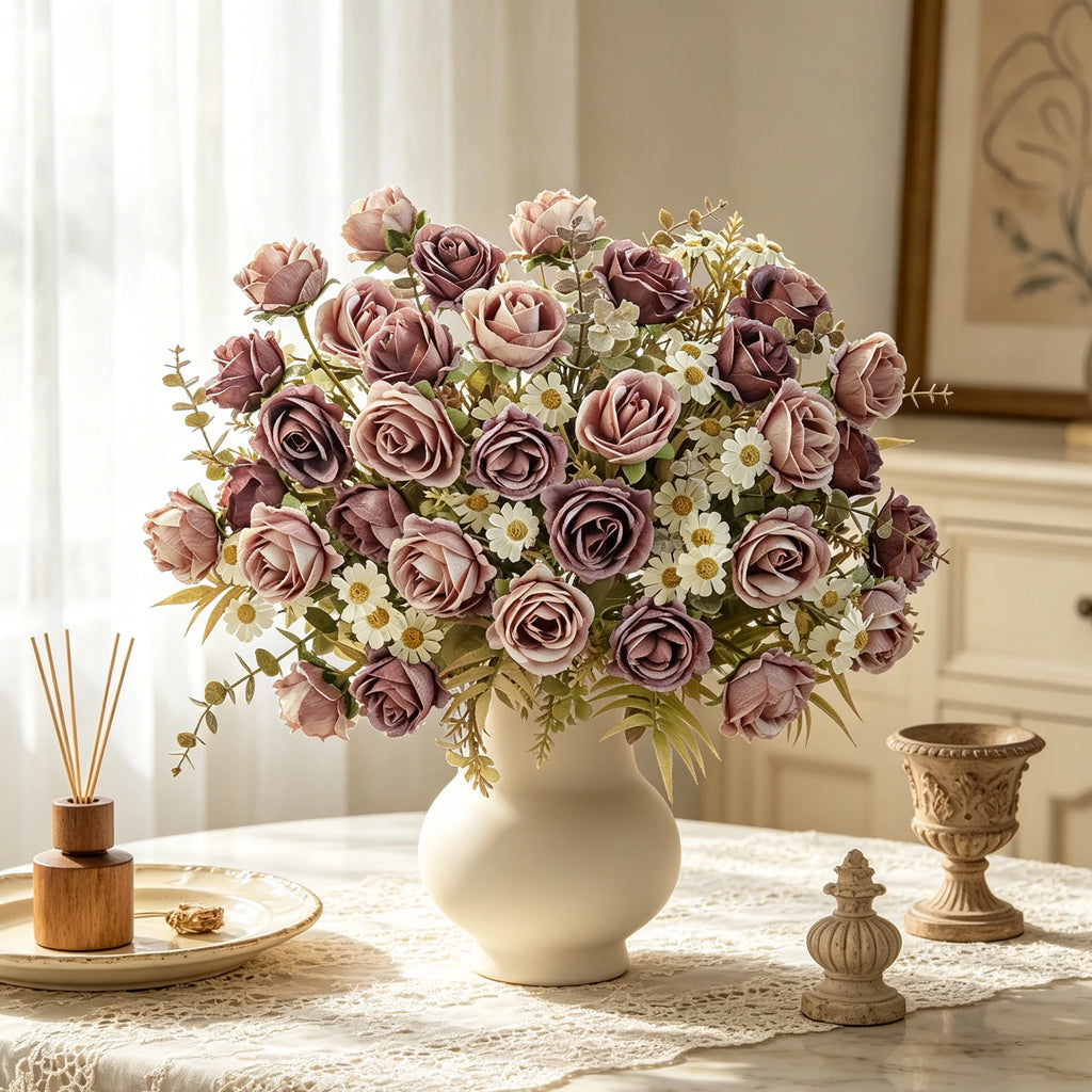 Silk Rose Artificial Flower Bouquet – Wedding & Home Decor Artificial Flower Bouquet Babs