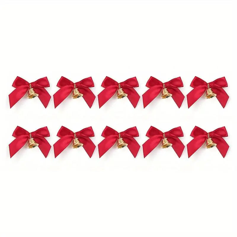 10pcs Christmas Bowknot Bows with Bells – Gift & Tree Décor Christmas Bow Decoration Babs Other 10Pcs