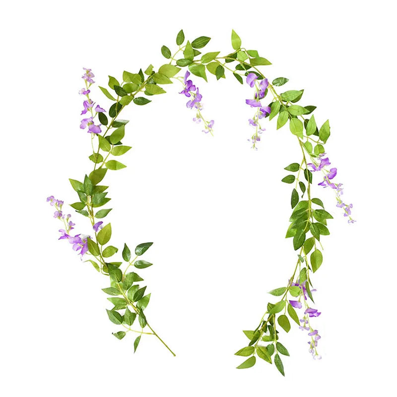 1.85M Wisteria Artificial Vine Garland – Silk Faux Flower Décor Artificial Flower Garland Babs purple