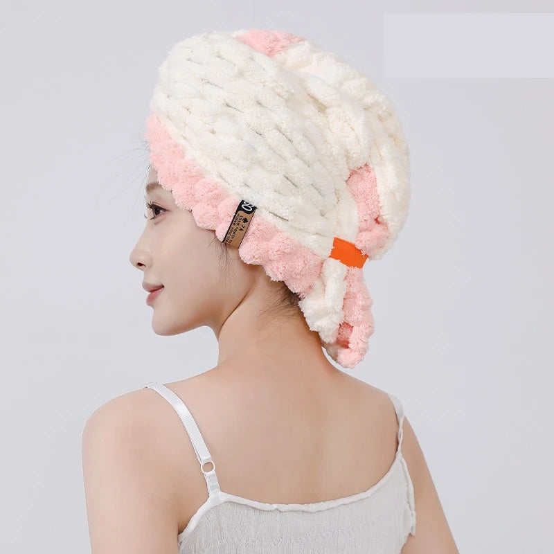 Quick-Dry Microfiber Hair Towel Cap – Oversized & Absorbent Hair Towel Cap Babs Beige