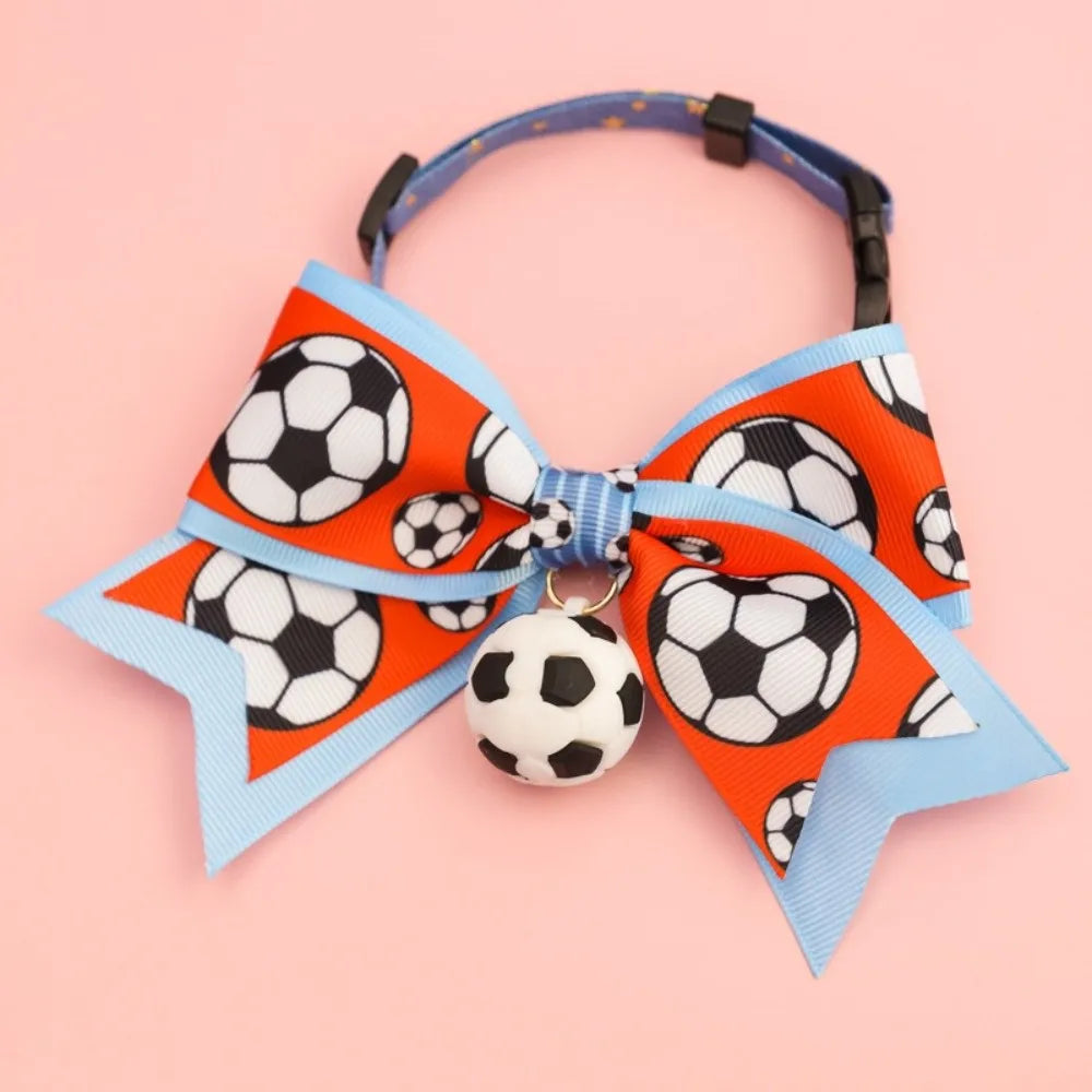 Soccer Football Pet Collar & Bow Tie – Adjustable, Safe Pet Collar Costume Babs Sky Blue S 1-7kg