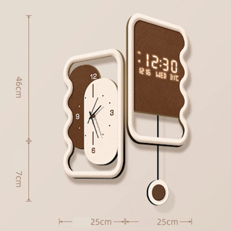 Nordic Minimalist Luminous Wall Clock – Crystal Porcelain 10" Decorative Wall Clock Babs Brown B-Plug in