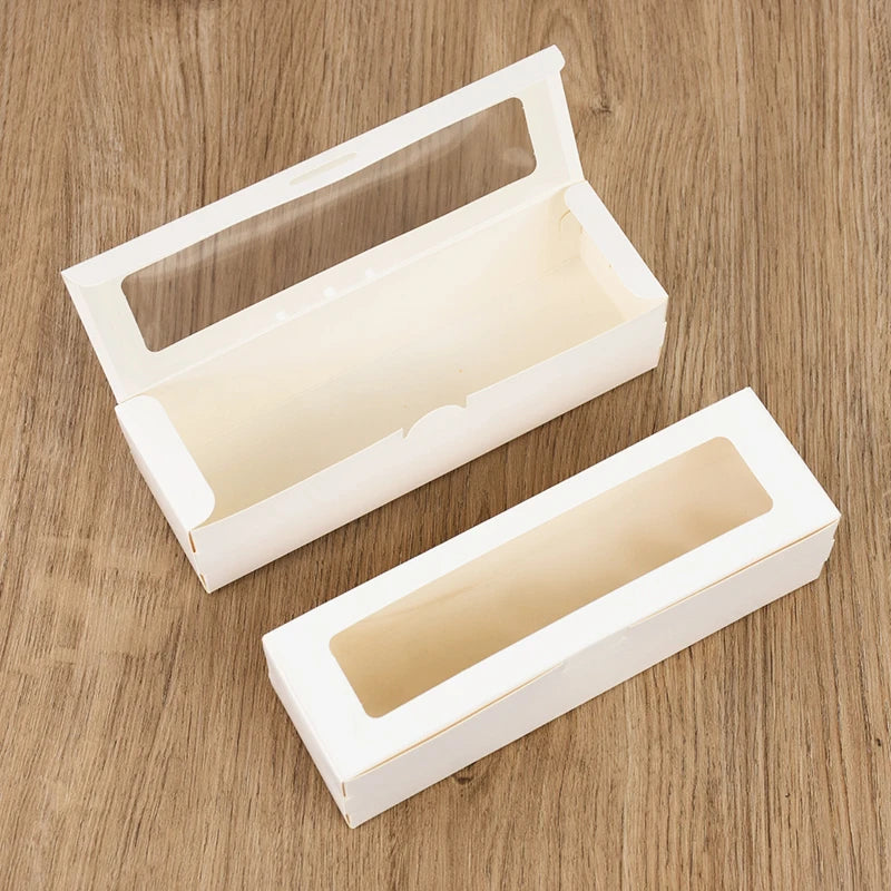 Macaron Cookie Dessert Boxes with Clear Window – 10–30 Pcs Bakery Gift Boxes Babs White 10pcs
