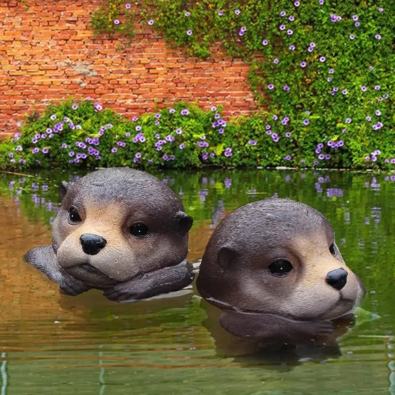 Floating Otter Head Resin Statue – Garden & Pond Ornament Garden Pond Statue Babs