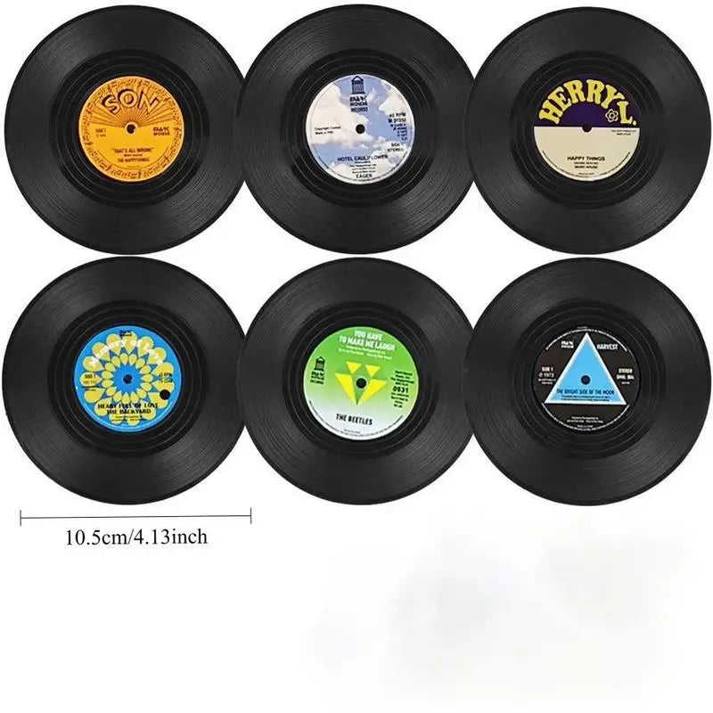 Vinyl Record Coasters Set of 12 – Retro Music Mug Mat Drink Coaster Set Babs