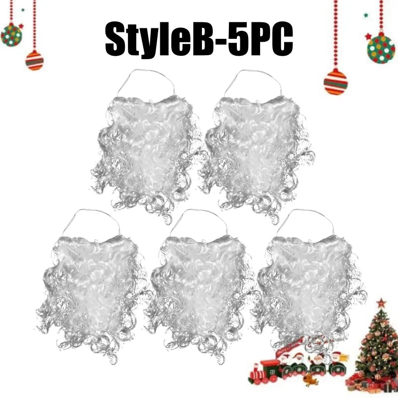 Realistic White Santa Fake Beard – Christmas Costume Prop Costume Accessory Babs B-5PCS