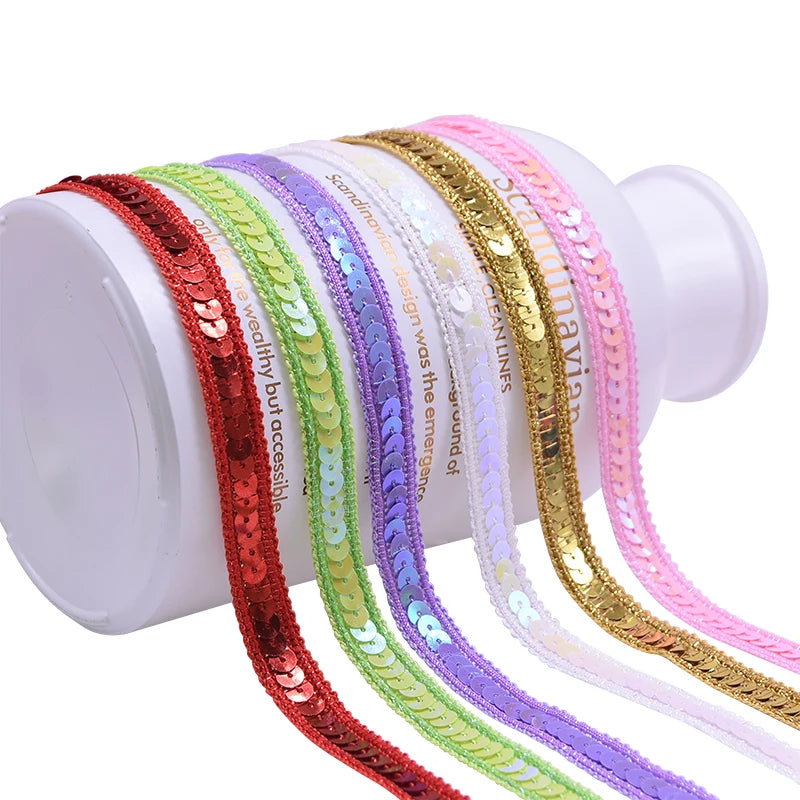 5M Sequin Ribbon Lace Trim 12mm – Bridal DIY Sewing Craft Sequin Lace Trim Babs