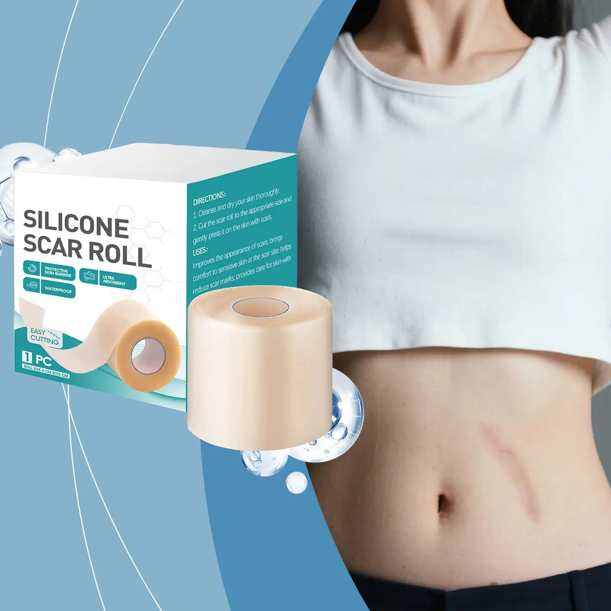 Silicone Scar Patch Hydrocolloid Roll – Self-Adhesive Wound Care Scar & Wound Patch Babs