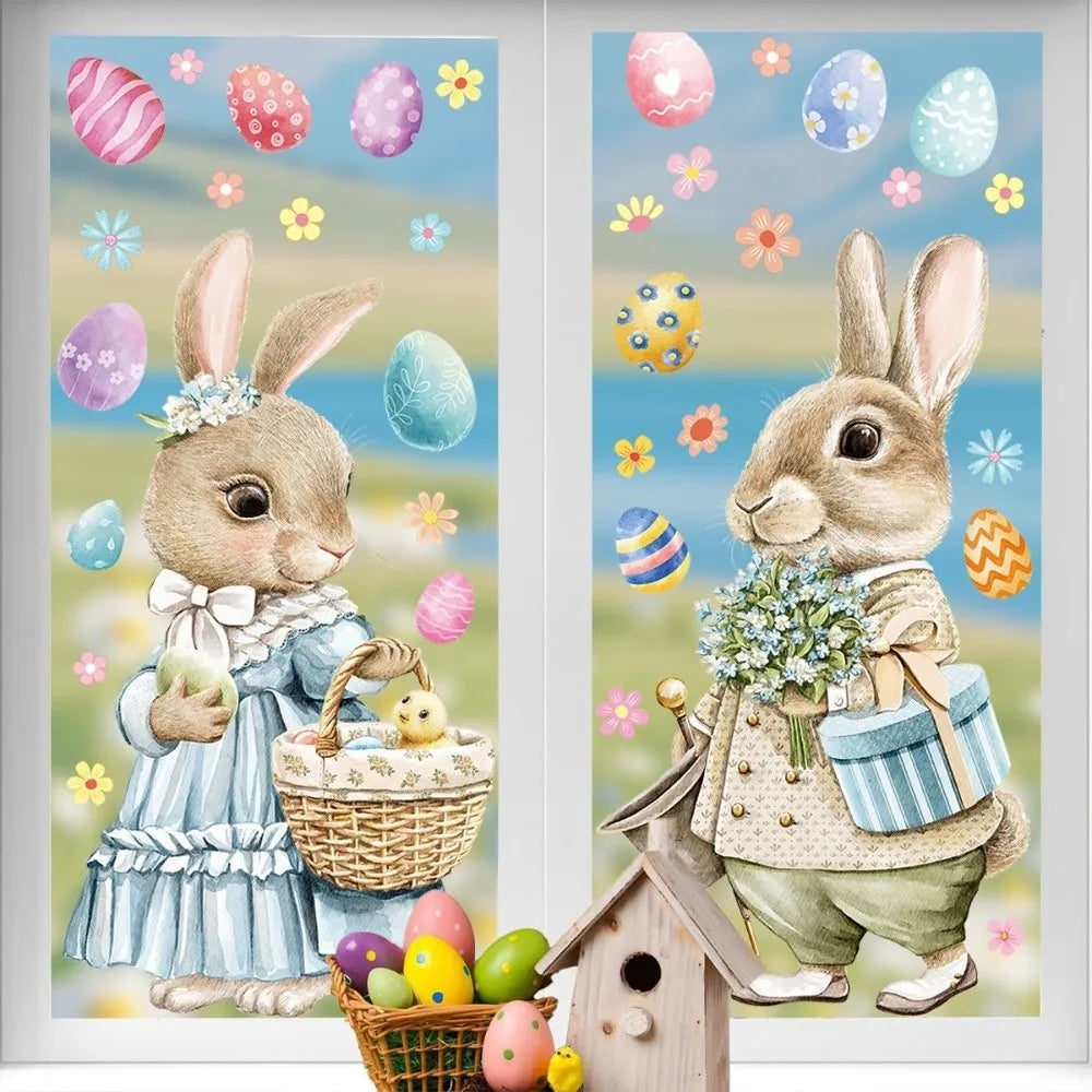 Easter Window Stickers – Removable PVC Static Egg Decals Window Decals Babs