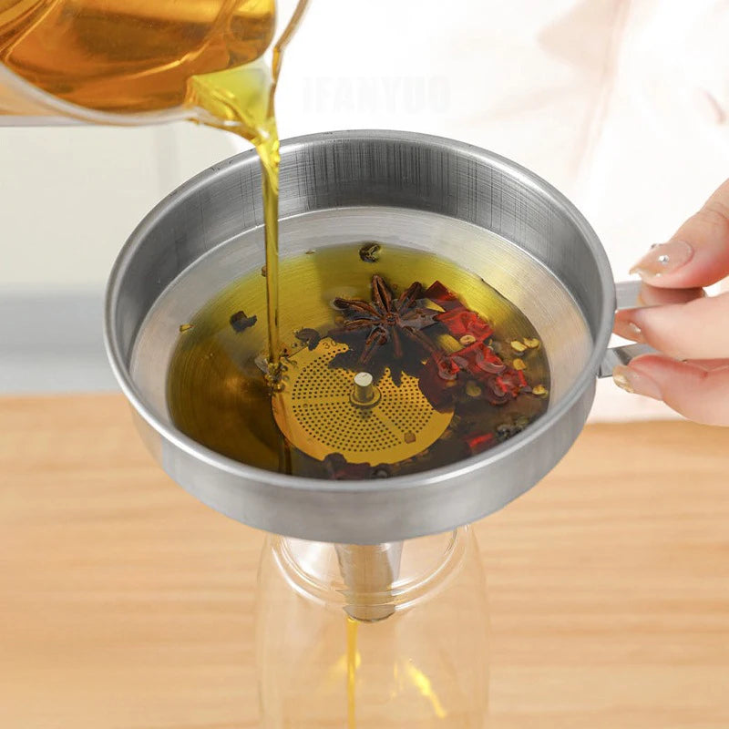 Stainless Steel Kitchen Funnel with Strainer for Oil & Liquids Kitchen Funnel Babs
