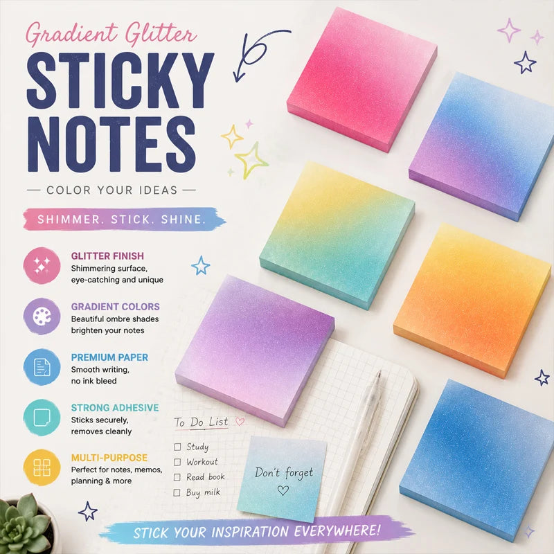Gradient Sticky Notes Semi-Transparent PET Notepad – 50 Sheets Sticky Notes Notepad Babs