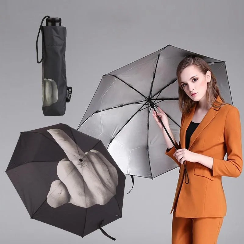 Windproof Foldable Novelty Umbrella – 10-Rib Black Parasol Foldable Umbrella Babs