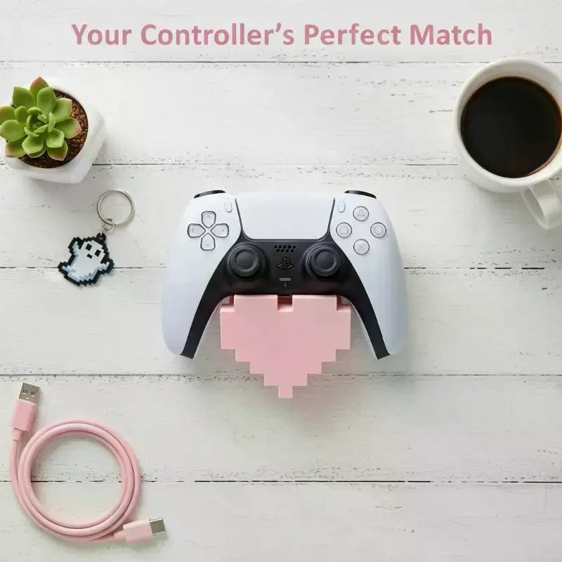 3D Printed Pixel Heart Game Controller Stand | Desktop Display Controller Display Stand Babs