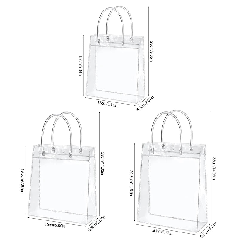 Clear PVC Gift Bags with Handle – Party & Wedding Favors 5/10Pcs Clear Gift Bags Babs