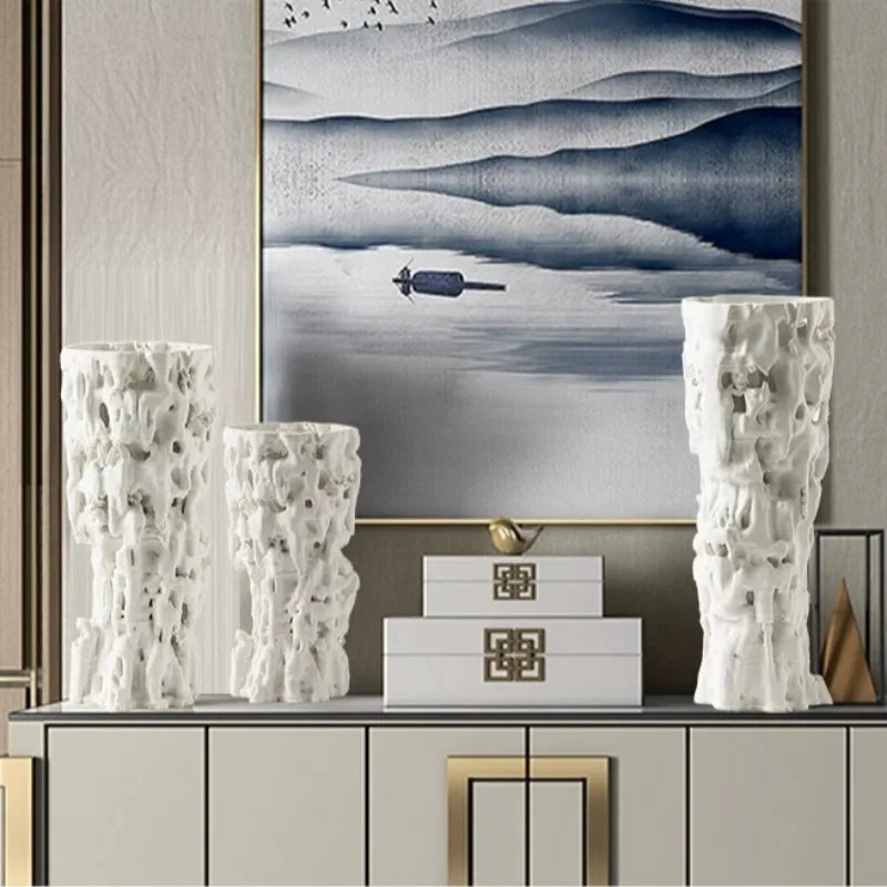 Modern Irregular Ceramic Vase – Luxury White Table Décor Decorative Ceramic Vase Babs