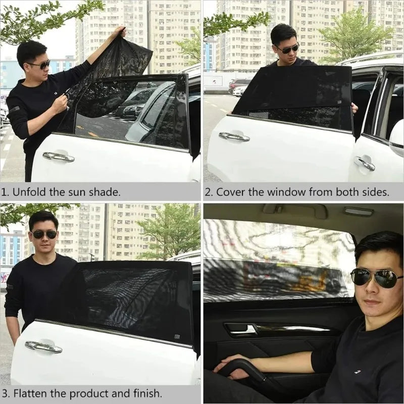 Car Window Sunshade Mesh Curtain – UV Block & Mosquito Net Car Window Sunshade Babs
