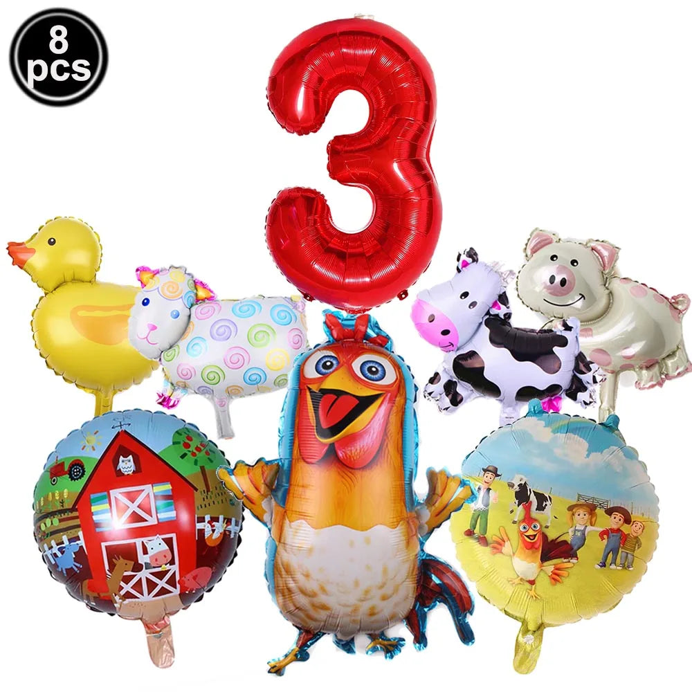 Farm Animal Foil Balloons Set – Cow Sheep Duck Pig Party Decor Party Balloons Set Babs AGATE As show