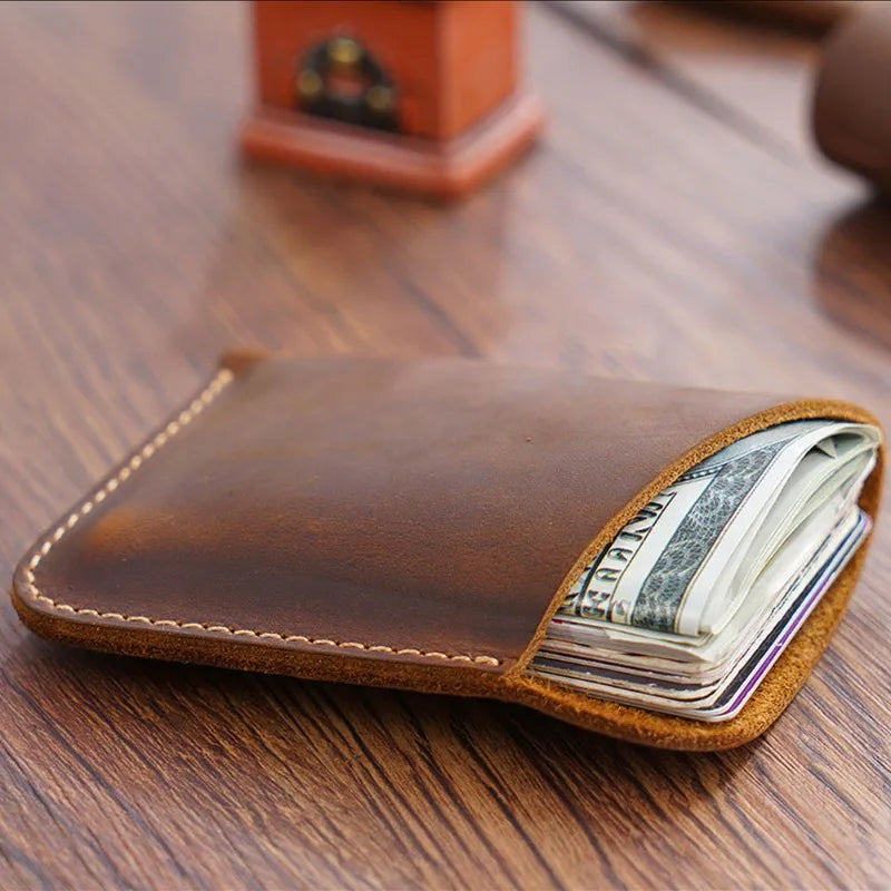 Vintage Cowhide Leather Wallet – Hand-Stitched Card Holder Leather Wallet Babs