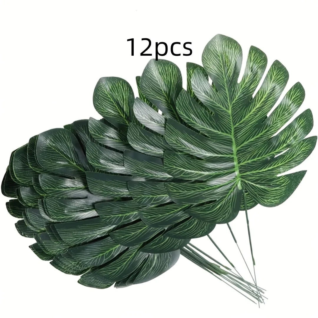 Artificial Turtle Leaves Fake Silk Plants for Home & Party Decor Artificial Leaf Decor Babs 12Pcs