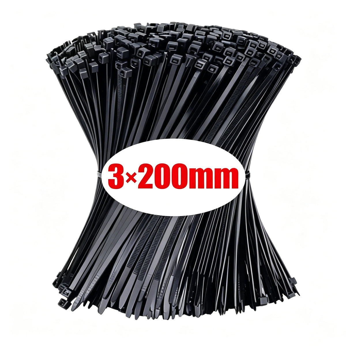 500Pcs Nylon Self-Locking Zip Cable Ties – Home & Office Nylon Cable Ties Babs Black-3x200mm 500pcs