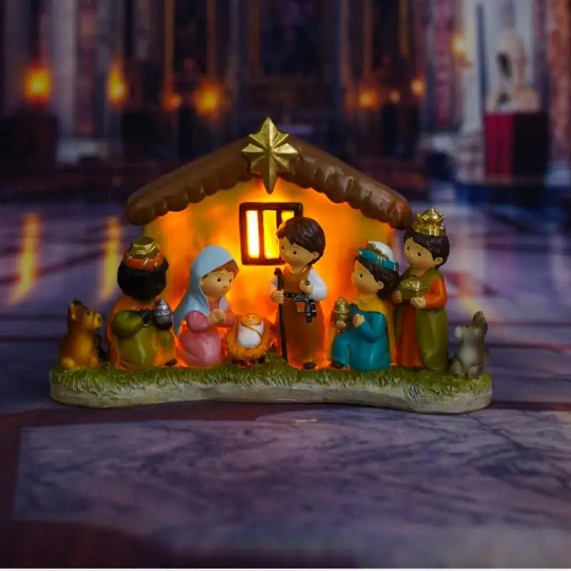 Christmas Nativity Scene Resin Manger Figurine Set | Holiday Gift Nativity Figurine Set Babs