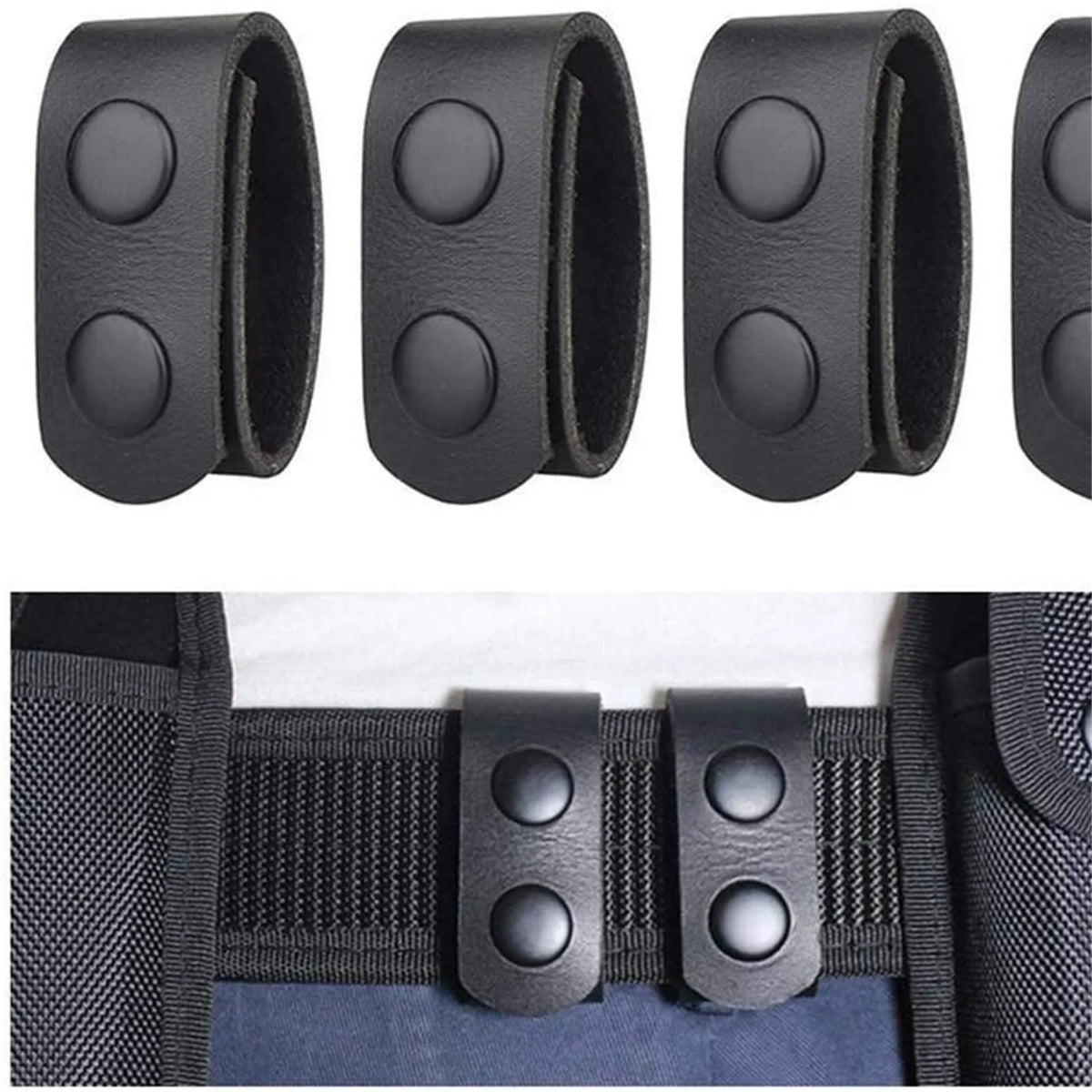 8-Pack Tactical Belt Keepers Heavy Duty Double Snap Webbing Set Tactical Belt Keeper Babs Black One Size