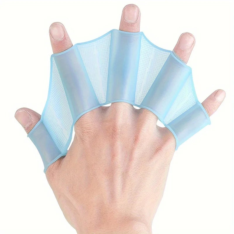 Silicone Webbed Swim Gloves – Hand Fins for Adults & Kids Swim Hand Fins Babs SKY BLUE M
