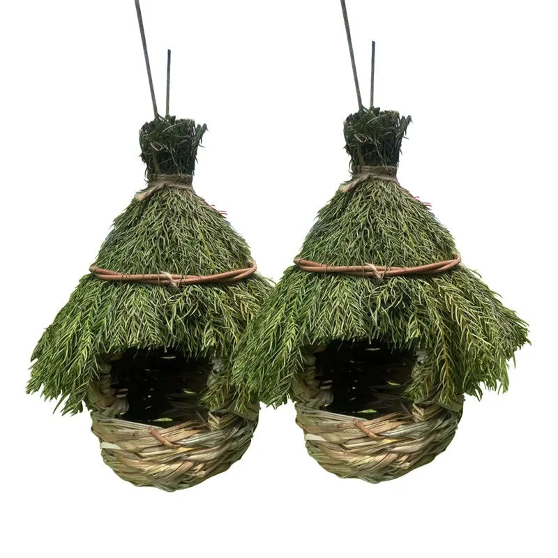 Hand Woven Grass Bird Nest Hanging Bird House | Garden Décor Hanging Bird House Babs