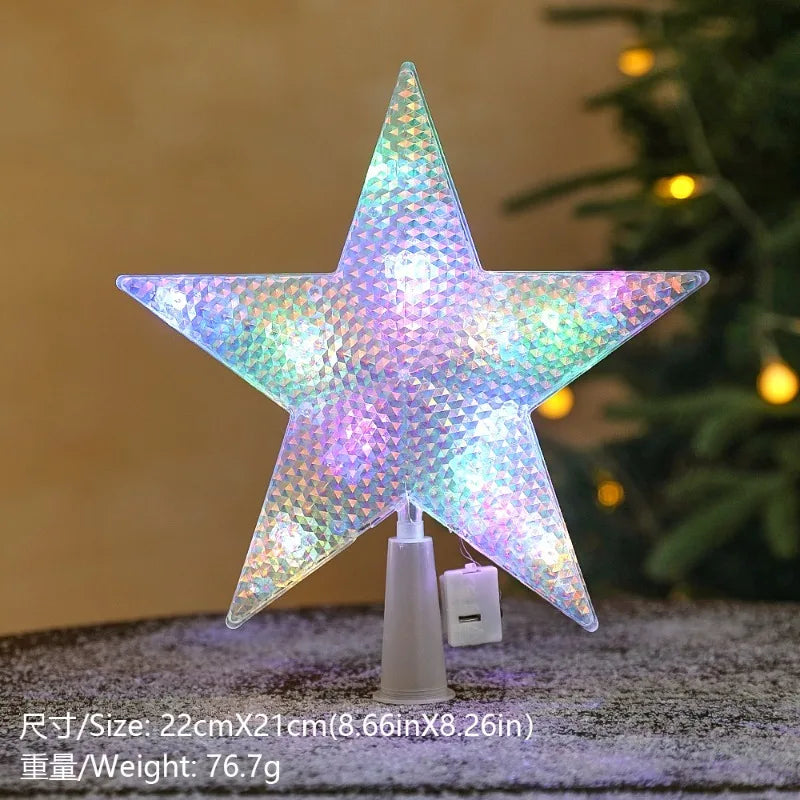 LED Star Christmas Tree Topper – Colorful Xmas Light Decoration Christmas Tree Topper Babs 06 1Pcs