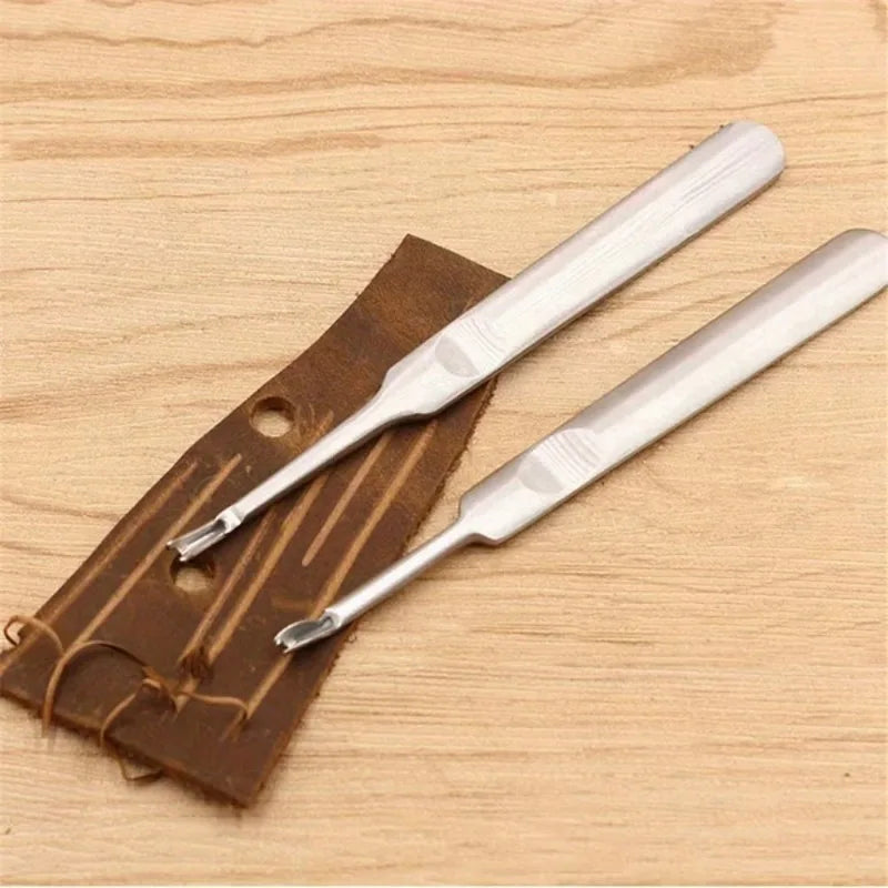 2-Piece Leather Groover & Skiving Tool Set – U & V Shape Leathercraft Tool Set Babs
