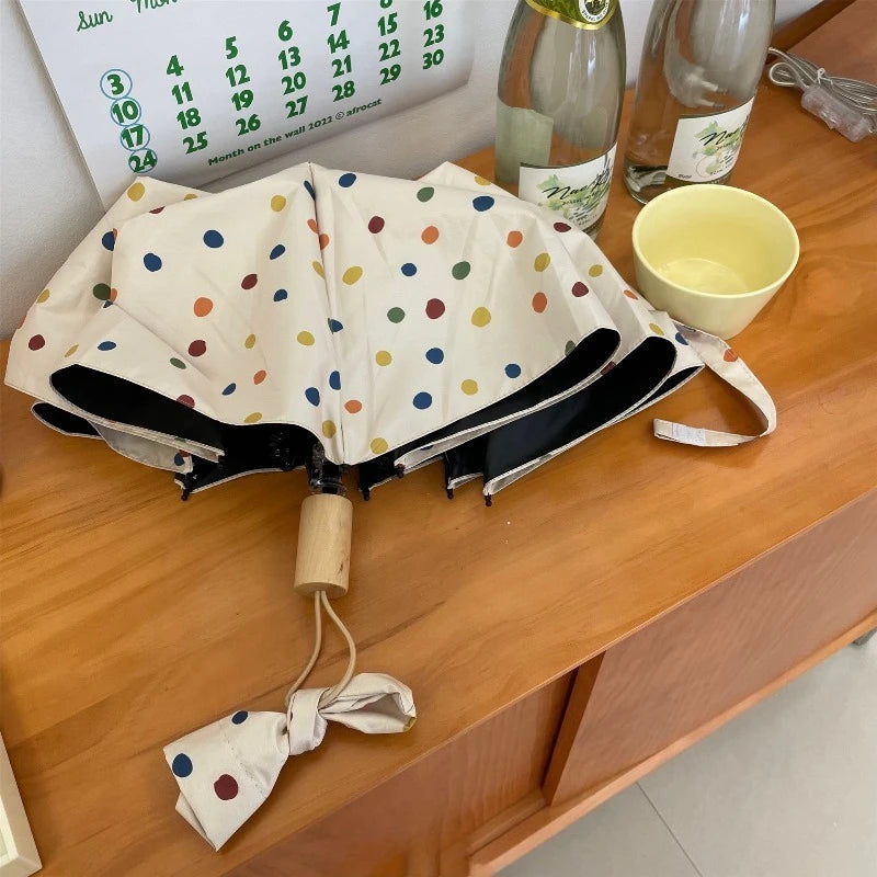 Polka Dot Foldable Umbrella UPF 50+ UV Protection Parasol Foldable UV Umbrella Babs