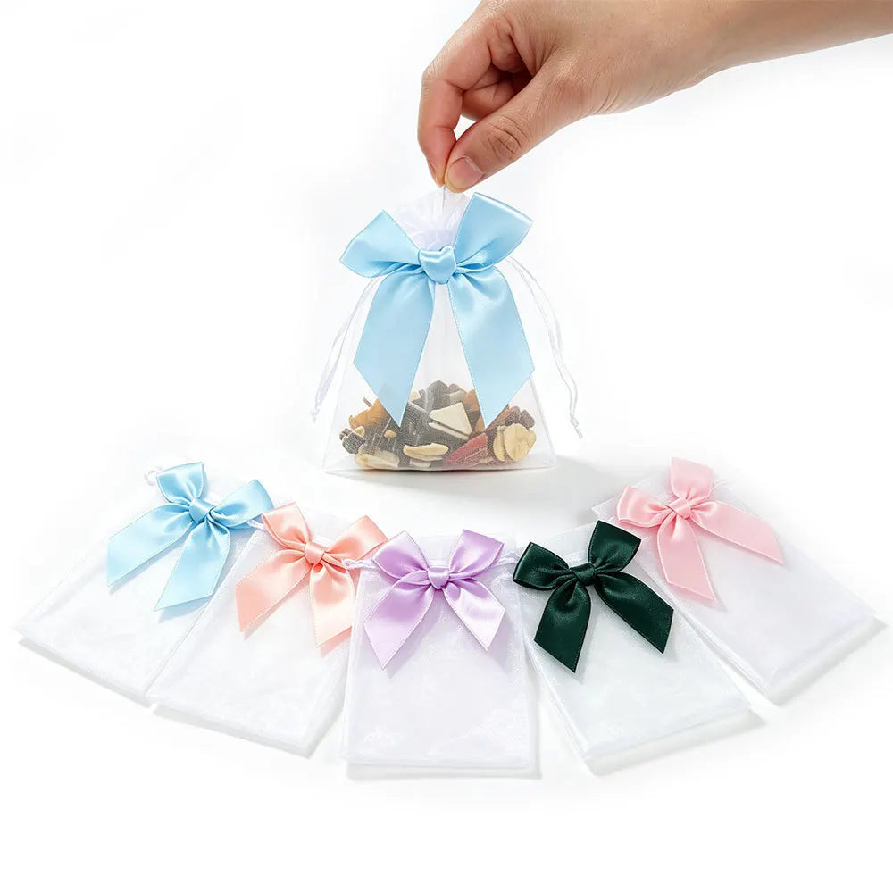 Organza Drawstring Gift Bags with Bow | Mesh Pouches Organza Gift Bags Babs