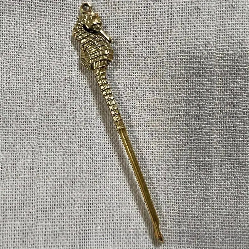 Brass Ear Pick Keychain – Hippocampus Animal Sculpture Pendant Brass Ear Pick Keychain Babs