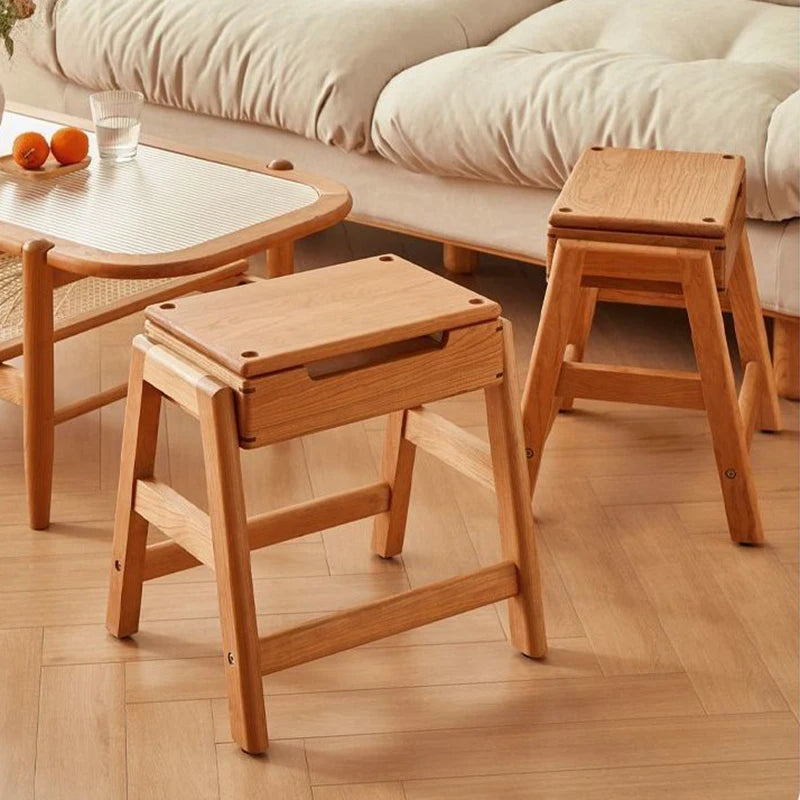 Nordic Wooden Ottoman Stool – Rectangular Footrest & Shoe Bench Wooden Ottoman Stool Babs