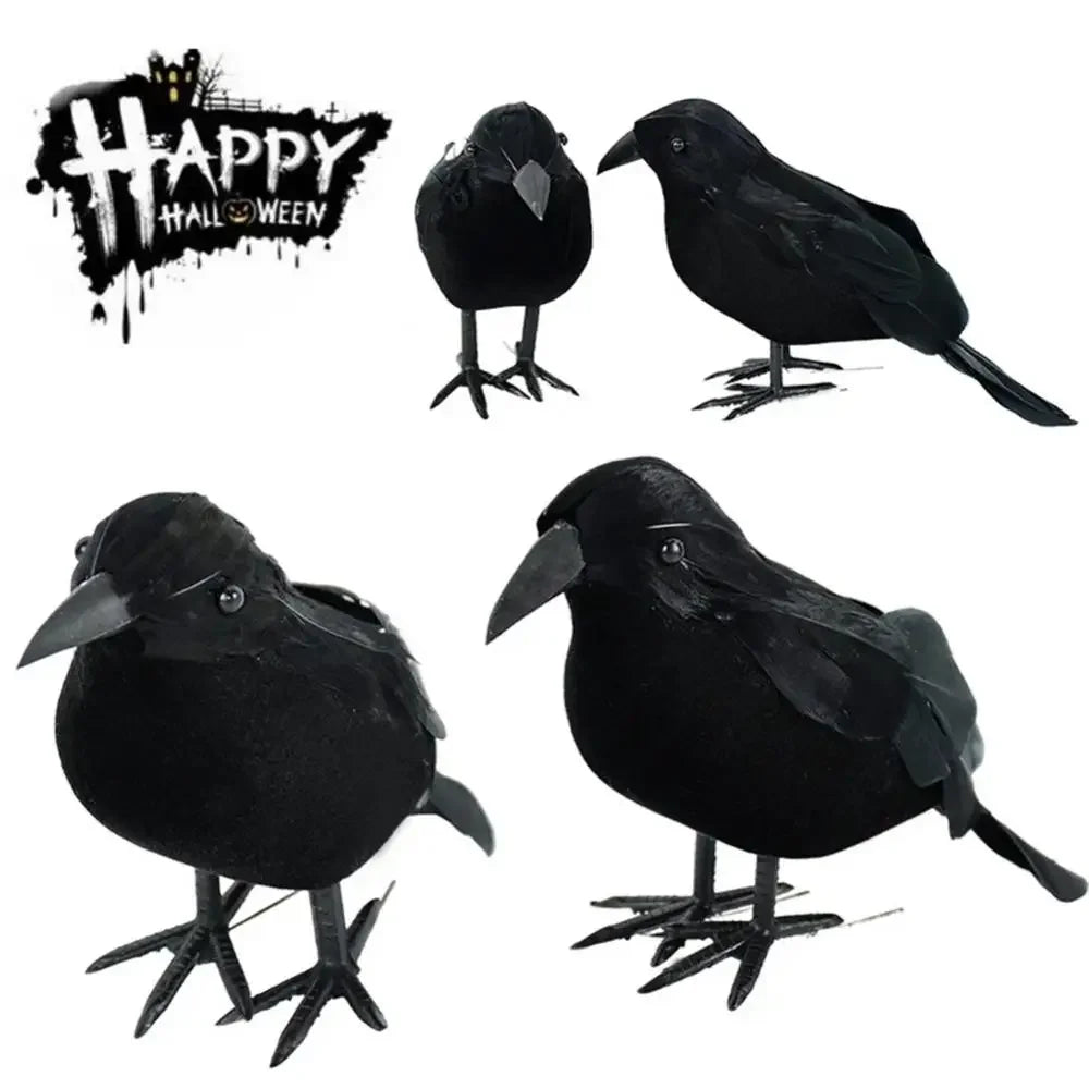 Realistic Black Crow Simulation Figure – Halloween Garden Décor Halloween Crow Decoration Babs