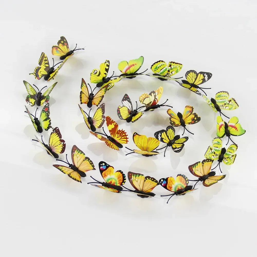 50PCS 3D Butterfly Wall Decals DIY Home Decor Stickers 4.5cm Wall Decal Stickers Babs 4.5CM yellow brooch pin