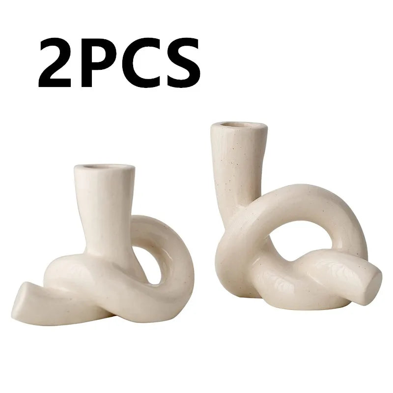 2-Piece Ceramic Cone Candle Holders – Abstract Art Décor Ceramic Candle Holders Babs