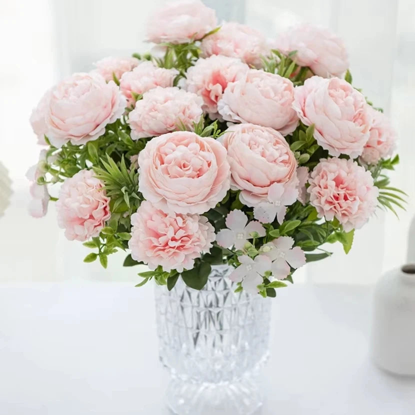 Artificial Silk Peony Chrysanthemum Bouquet – Wedding & Home Decor Artificial Flower Bouquet Babs