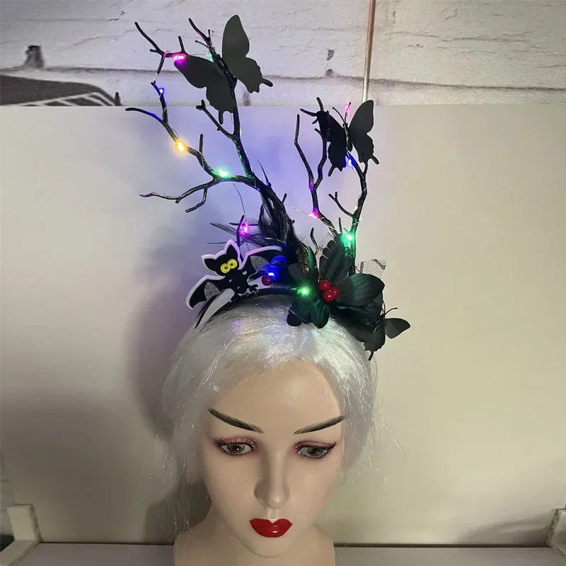 Halloween LED Light-Up Antler Headband | Glow Party Cosplay LED Party Headband Babs