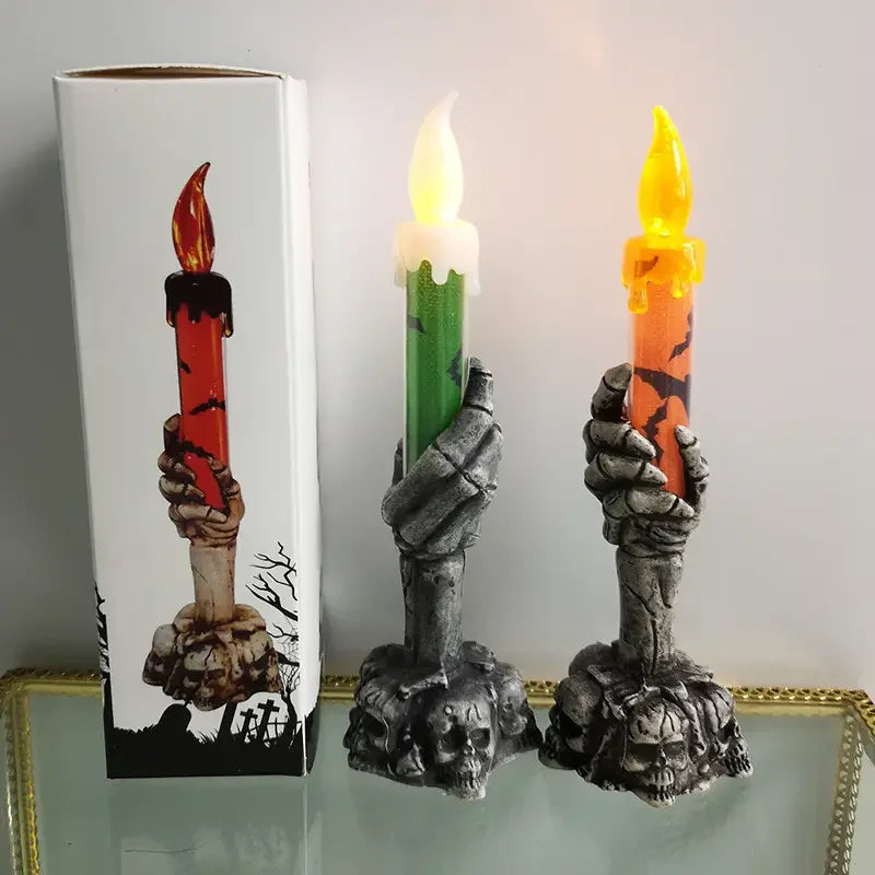 Halloween LED Skeleton Ghost Hand Candles | Haunted Decor Halloween LED Candle Babs