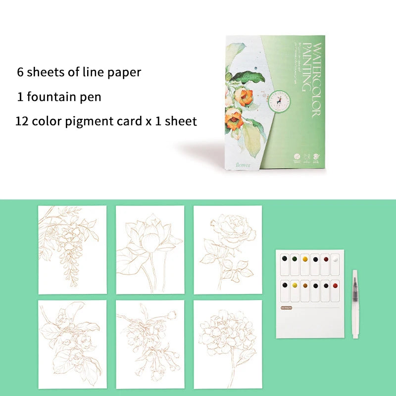Watercolor Painting Set – 12-Color Paint & Kids Coloring Book Watercolor Art Kit Babs A1