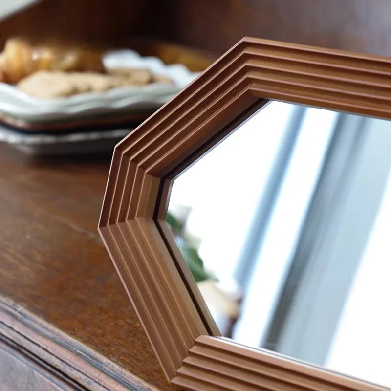 Nordic Pine Wood Framed Wall Mirror – Vintage Décor Decorative Wall Mirror Babs