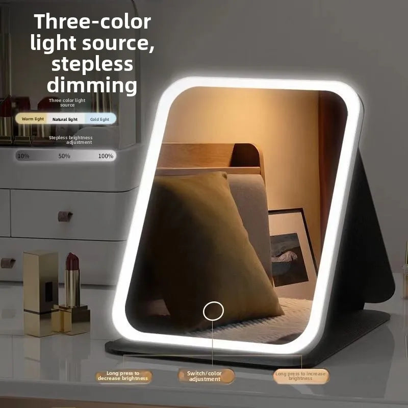 LED Foldable Lighted Desktop Vanity Mirror – HD Portable Lighted Vanity Mirror Babs