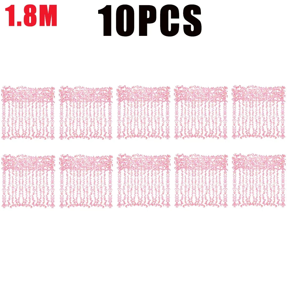 Artificial Cherry Blossom Vine Silk Flower Garland Wedding Decor Artificial Flower Garland Babs 10PCS 1.8M