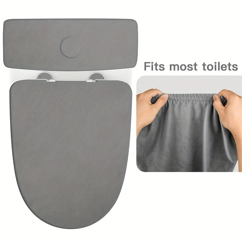 2-Piece Elastic Toilet Seat & Water Tank Cover Set Toilet Cover Set Babs