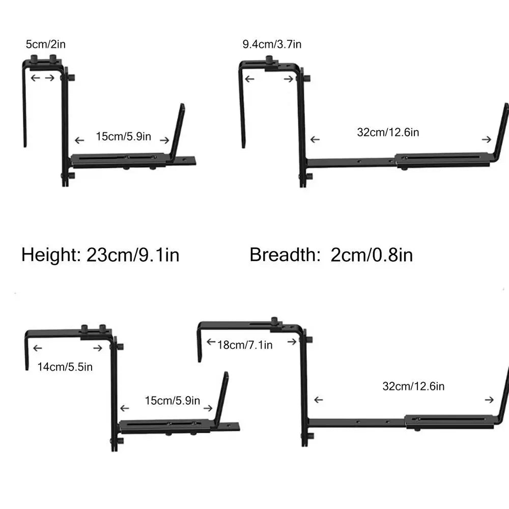 Adjustable Metal Railing Planter Bracket for Fence & Garden Planter Bracket Babs 2pcs