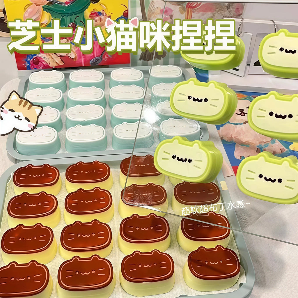 Pudding Cat Mochi Squishy Fidget Toy | Cute Cheese Kitty Squishy Fidget Toy Babs