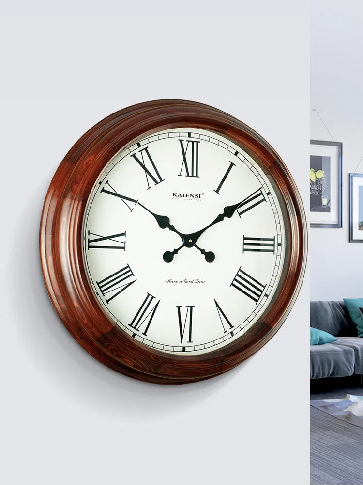 80cm Retro Solid Wood Large Wall Clock – Silent Nordic Decor Large Wall Clock Babs
